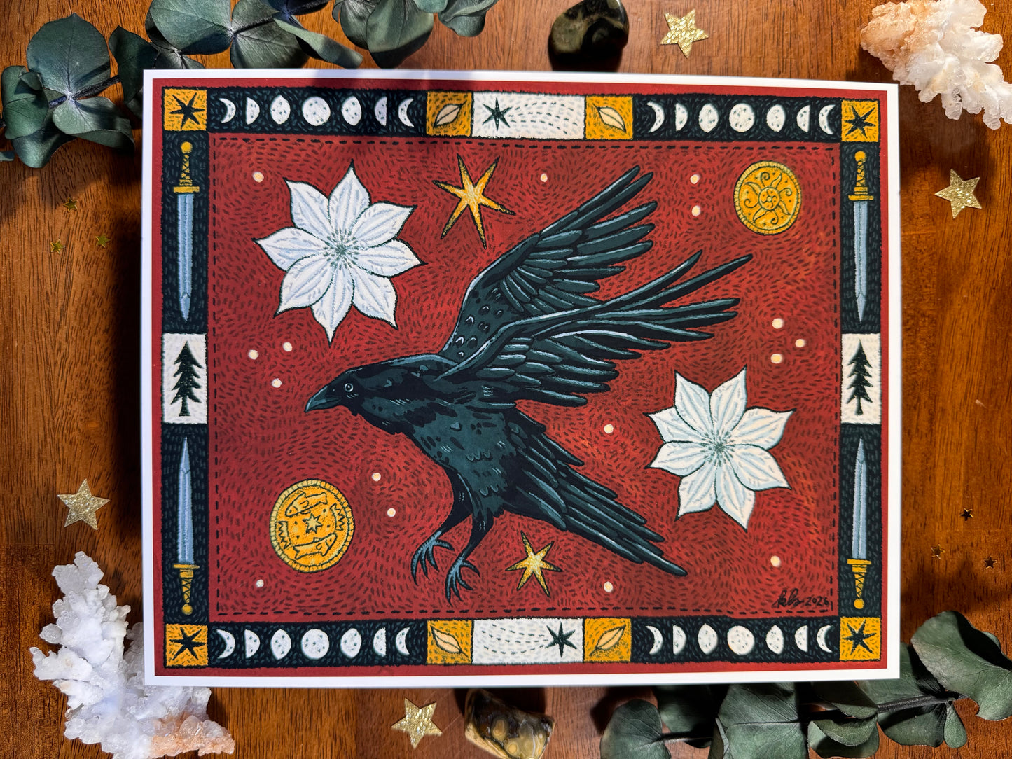 Medieval Wisdom Crow Art Print