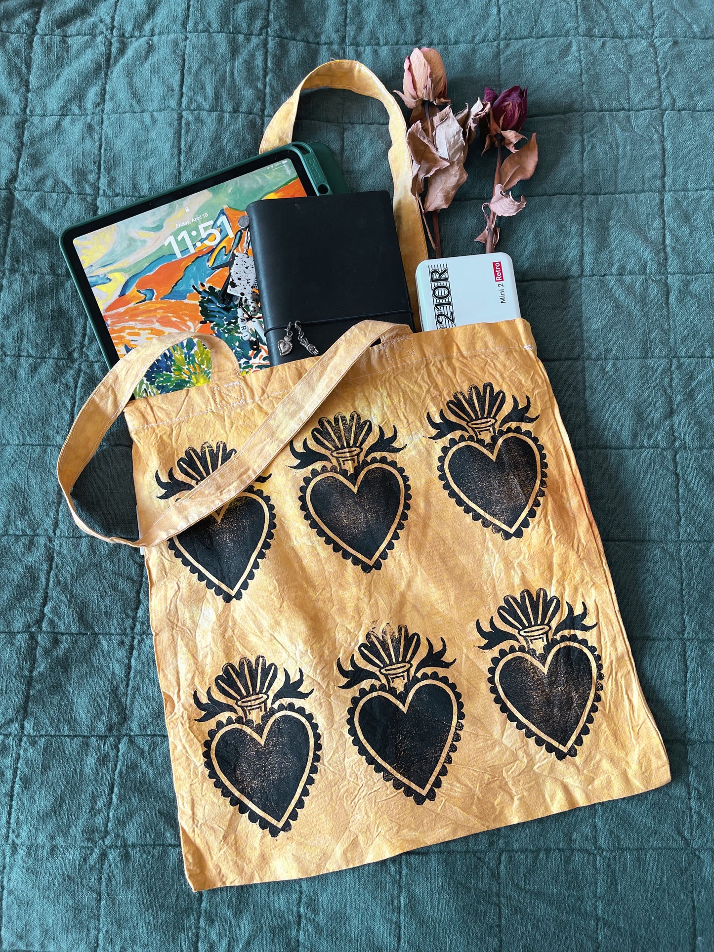 Milagro / Sacred Heart Block-Printed Tote Bags