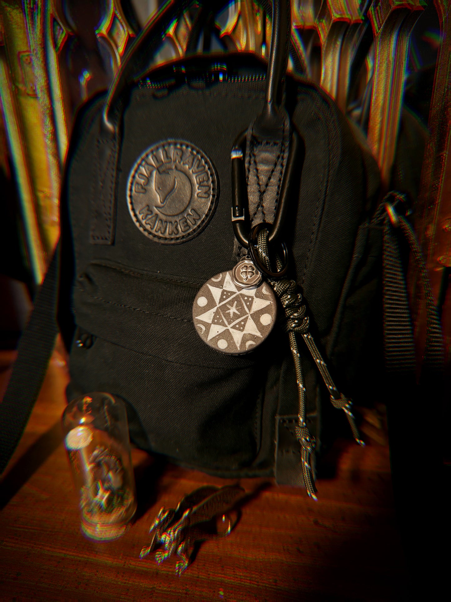 Ceramic Lone Star Quilt Block Bag Charm/Keychain