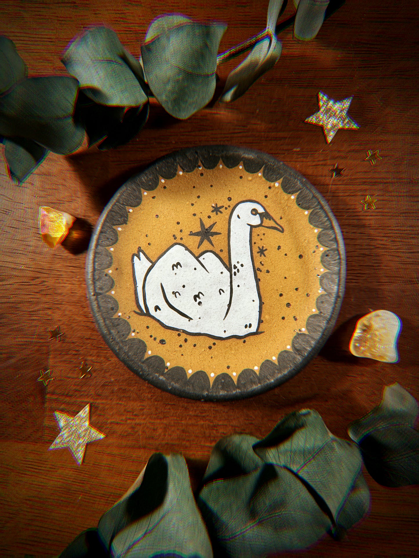 Ceramic White Swan Trinket Tray