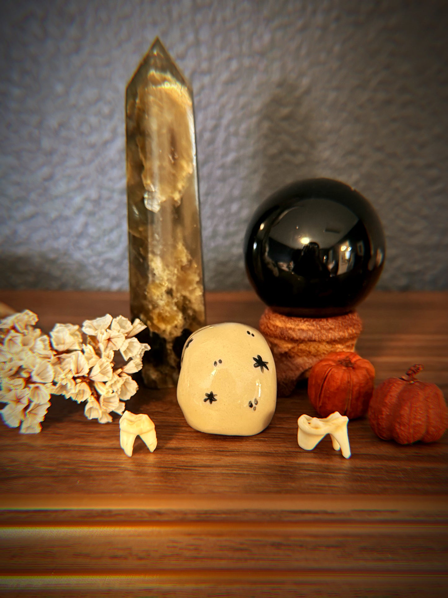 Mini Ceramic Skull Figurine