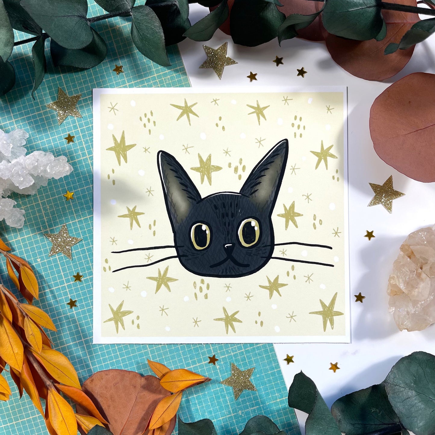 Black Cat 5"x5" Art Print
