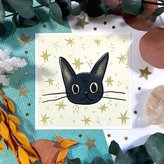 Black Cat 5"x5" Art Print