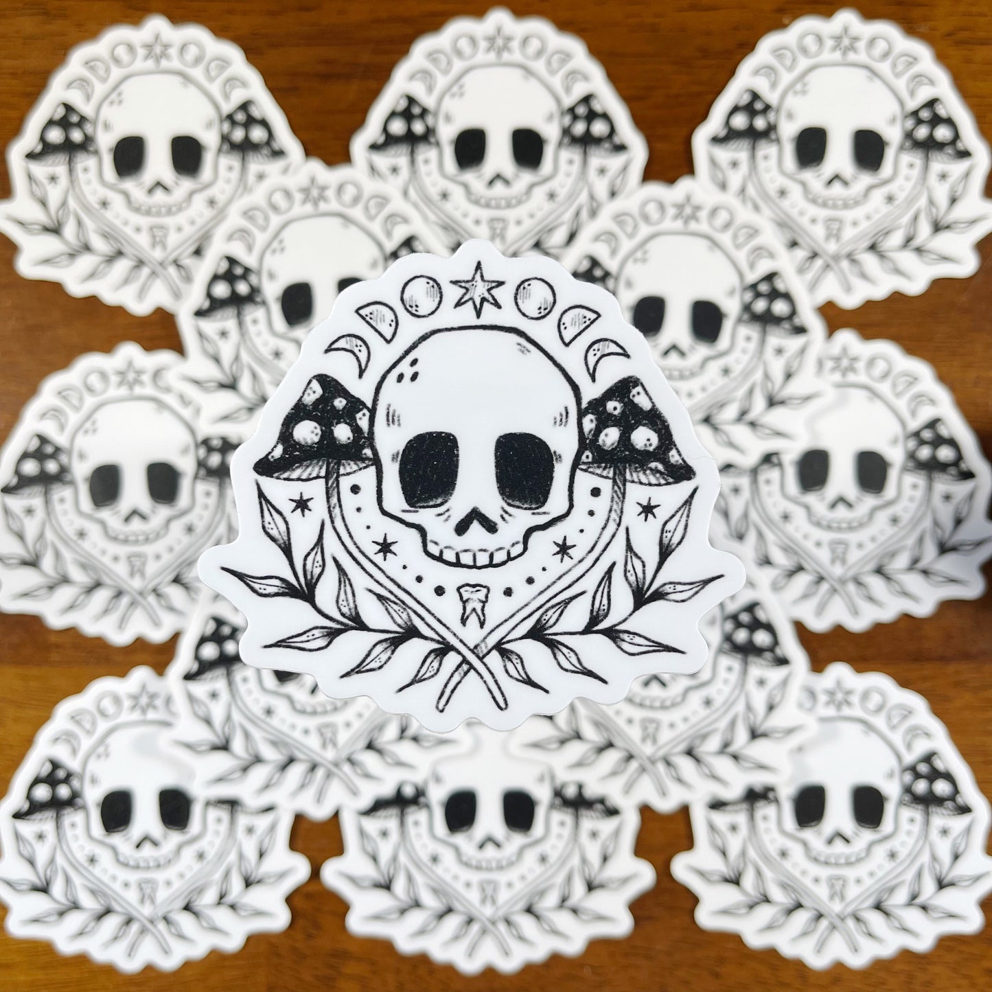 Skull & Mushroom Moon Phase Vinyl Sticker