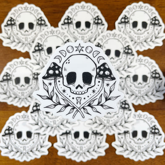 Skull & Mushroom Moon Phase Sticker