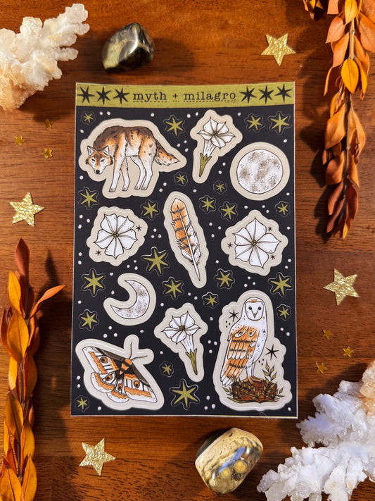 Moon Night Waterproof Vinyl Sticker Sheet