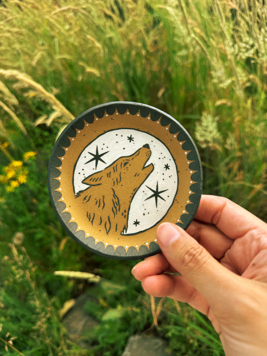 Ceramic Wolf Trinket Tray