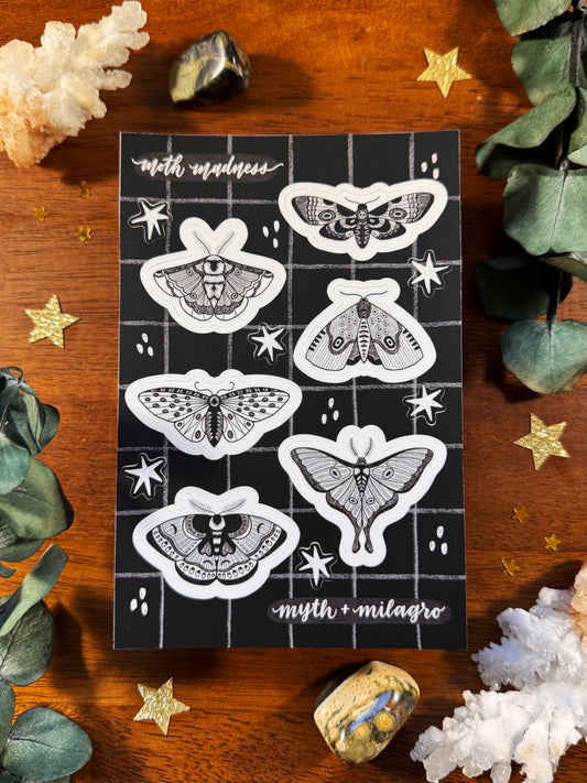 Moth Madness Waterproof Vinyl Sticker Sheet