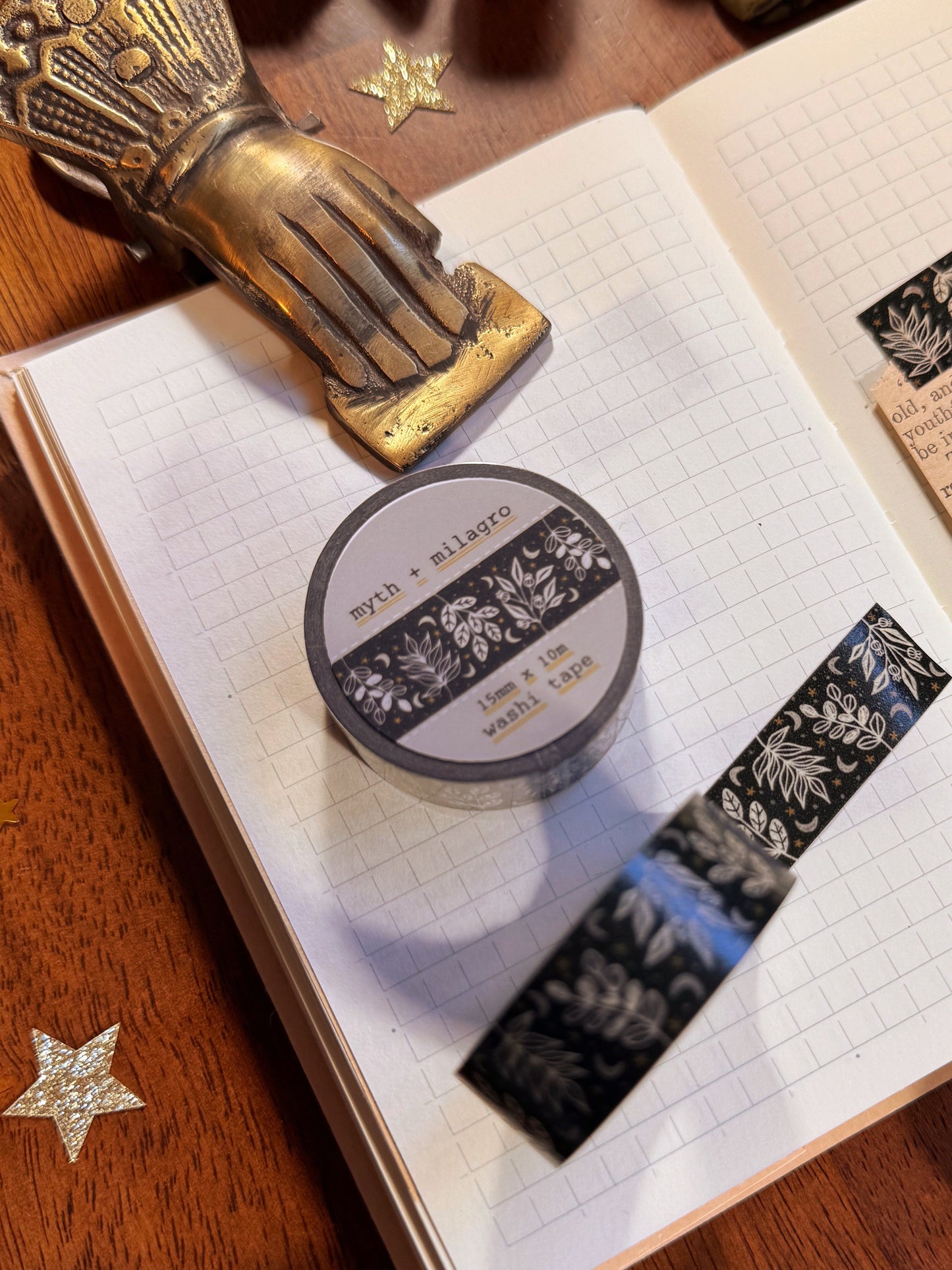 Black Botanical Washi Tape