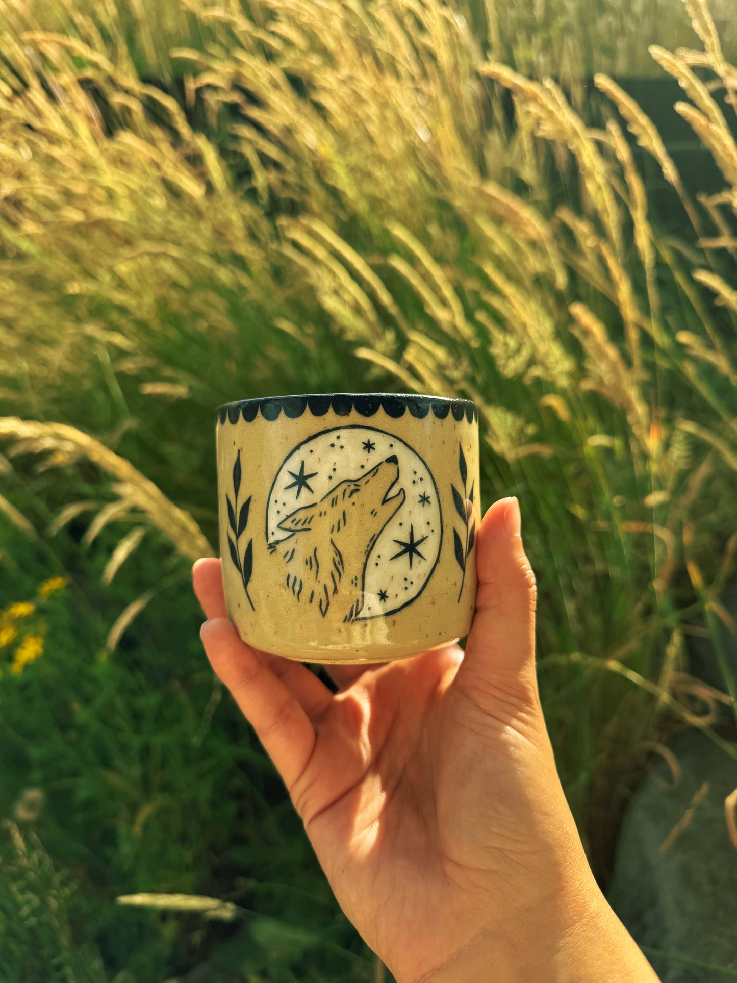 Ceramic Wolf Cup/Pot