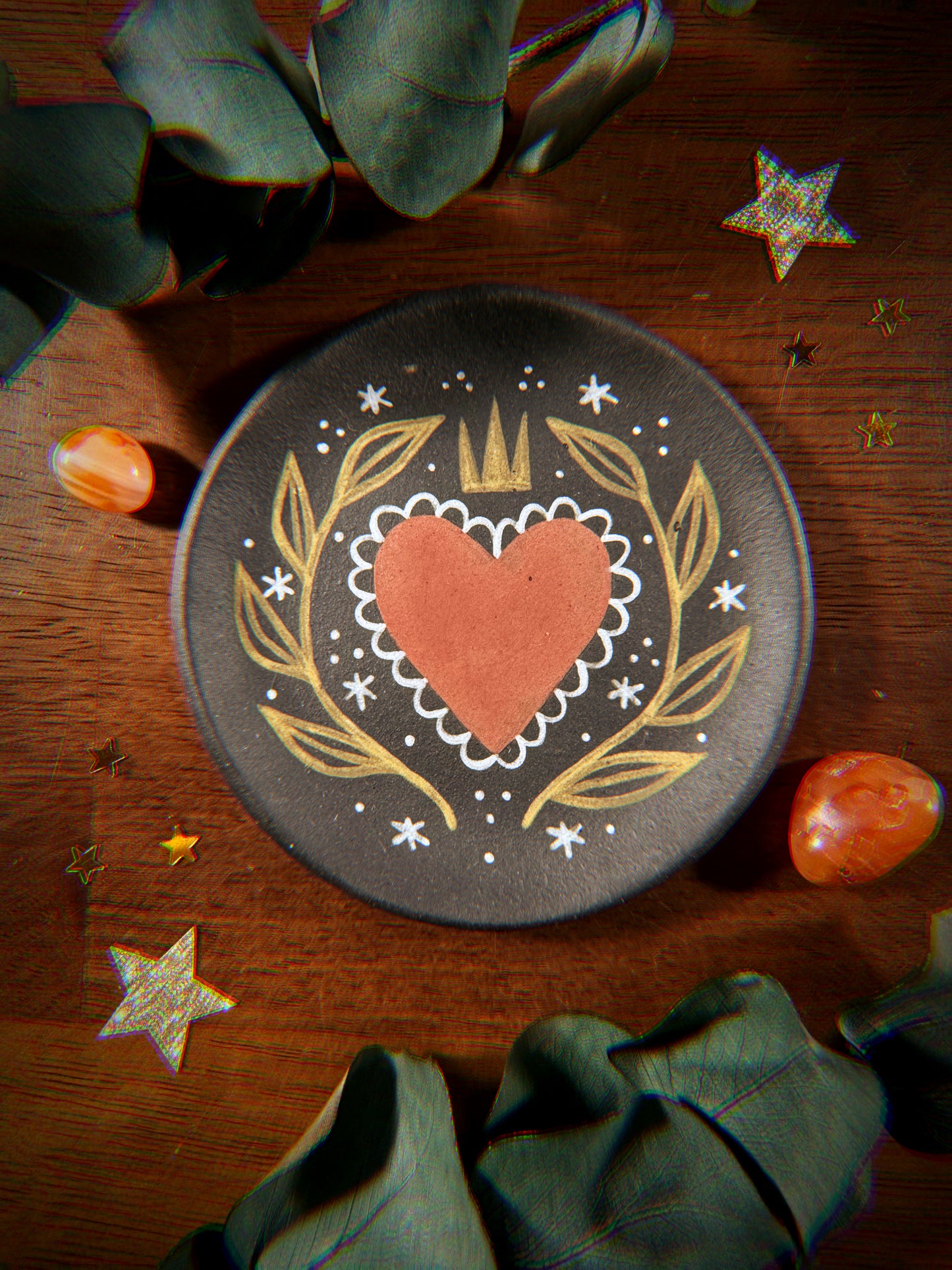 Ceramic Sacred Heart/Milagro Trinket Tray