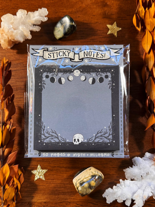 Skull Moon Phase Sticky Notepad