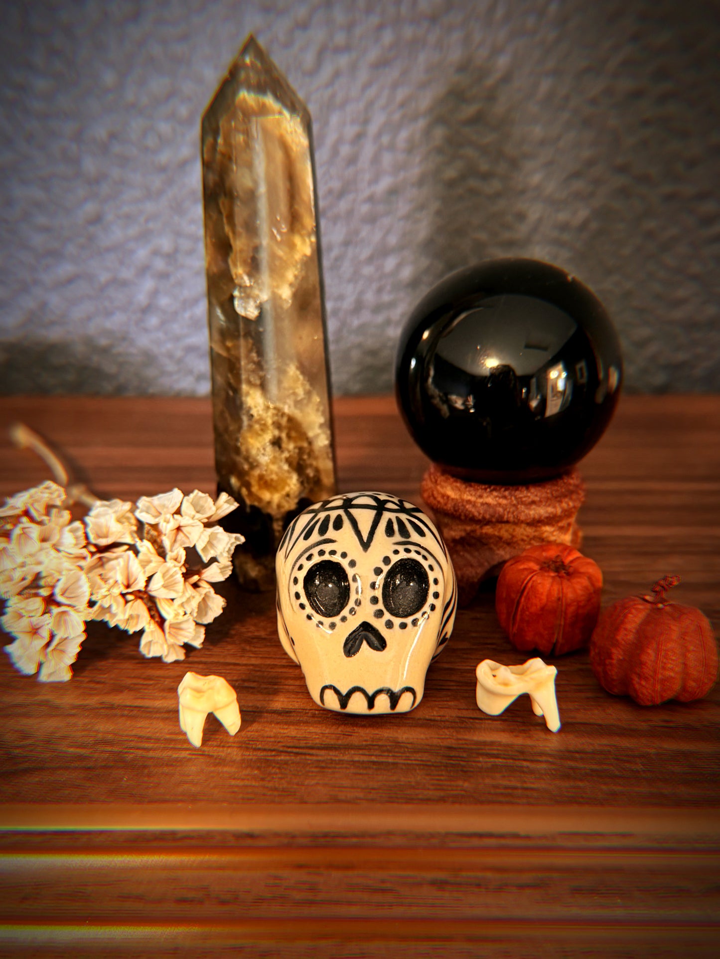 Mini Ceramic Sugar Skull Figurine