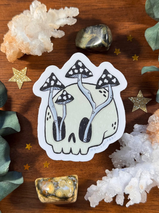 Mushroom Skull Die Cut Waterproof Vinyl Sticker