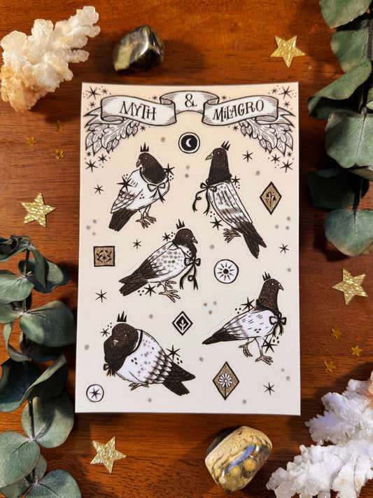 Pigeon Party Waterproof Vinyl Sticker Sheet