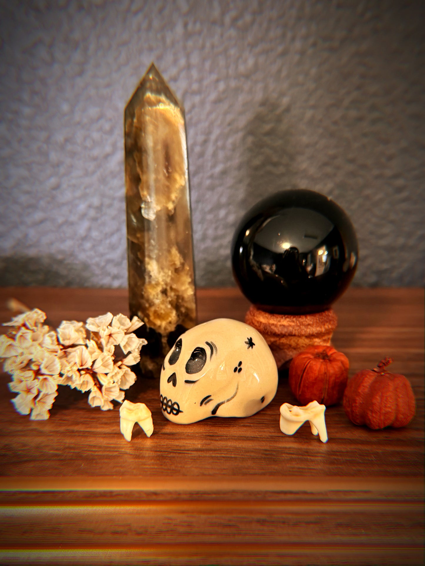 Mini Ceramic Skull Figurine