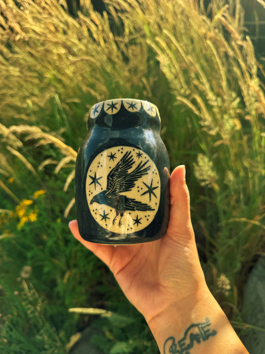 Ceramic Crow Vase