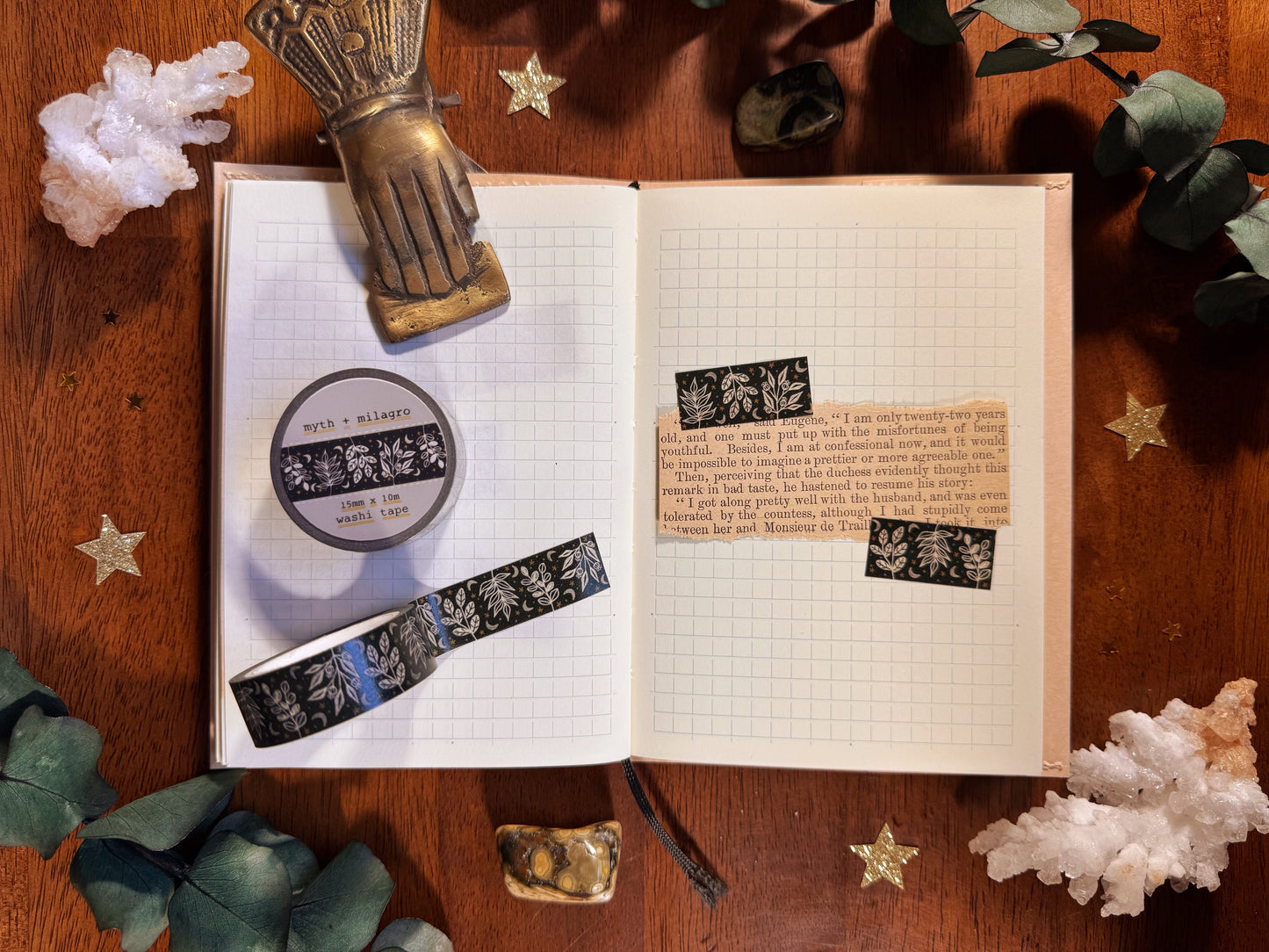 Black Botanical Washi Tape