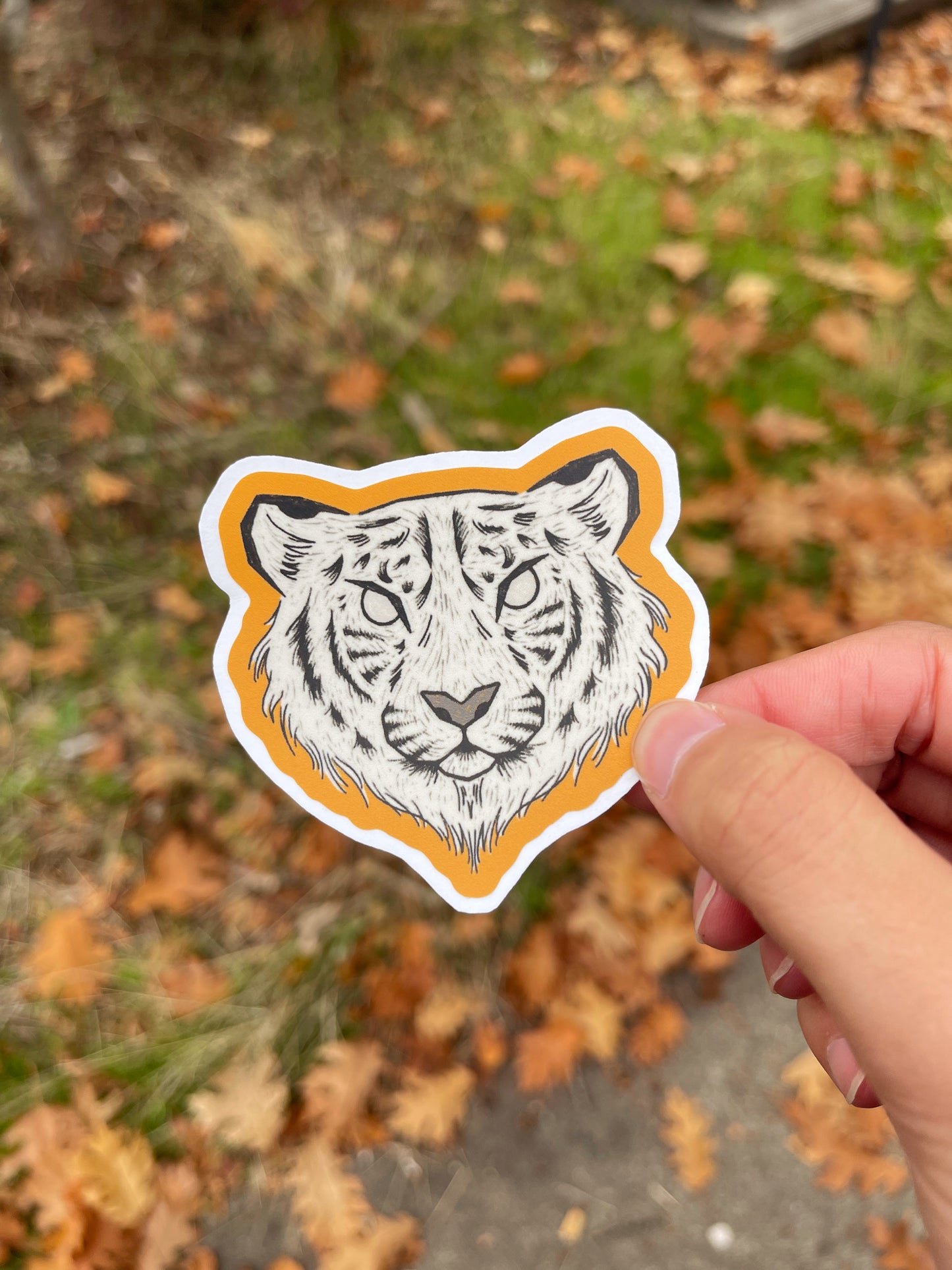 White Tiger Die Cut Vinyl Sticker