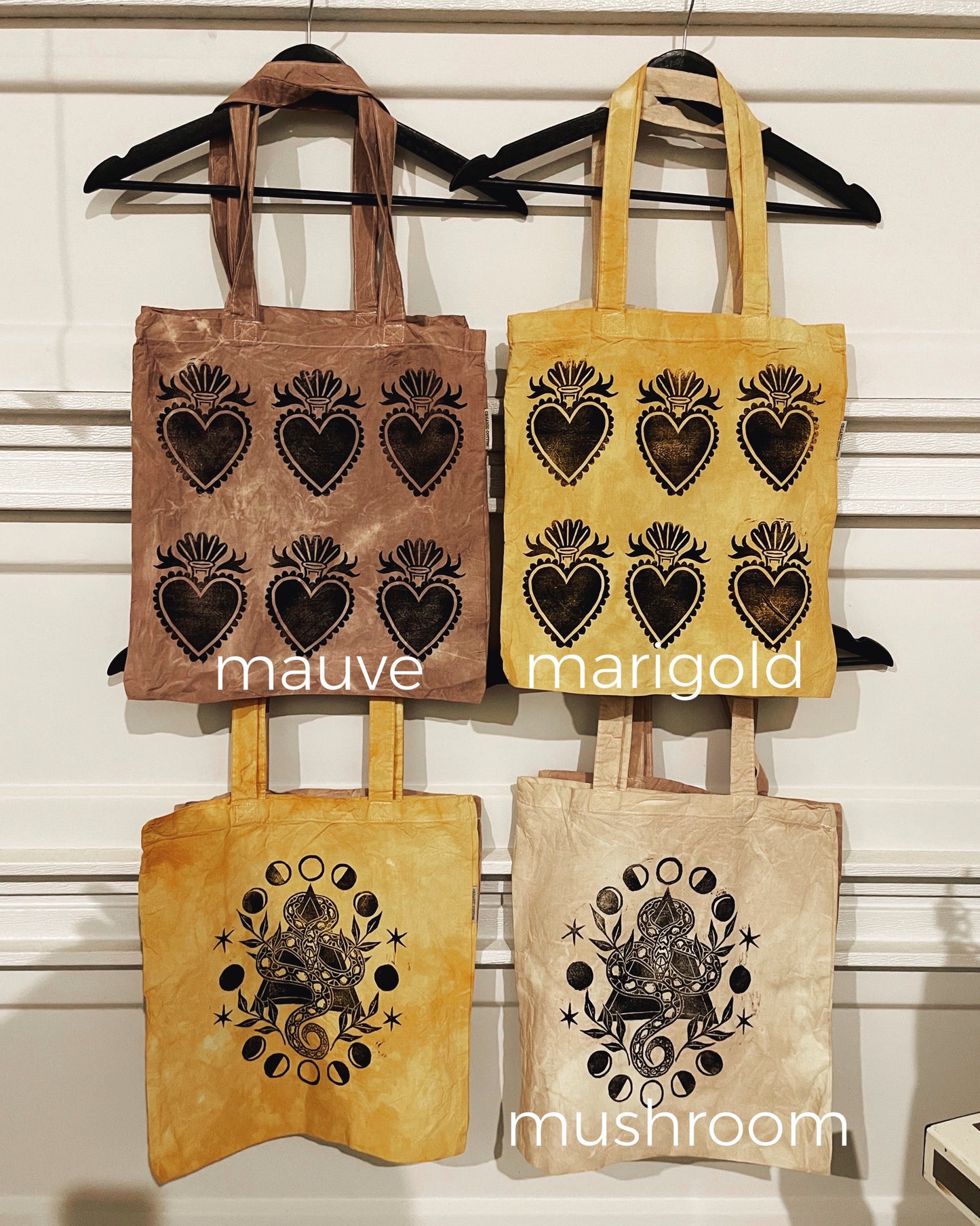 Milagro / Sacred Heart Block-Printed Tote Bags