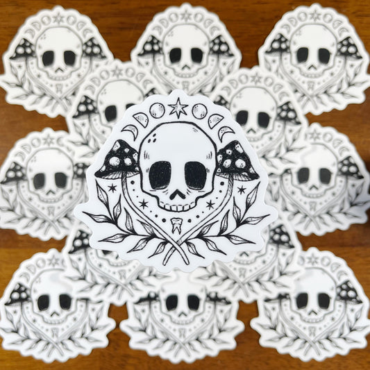 Skull & Mushroom Moon Phase Vinyl Sticker